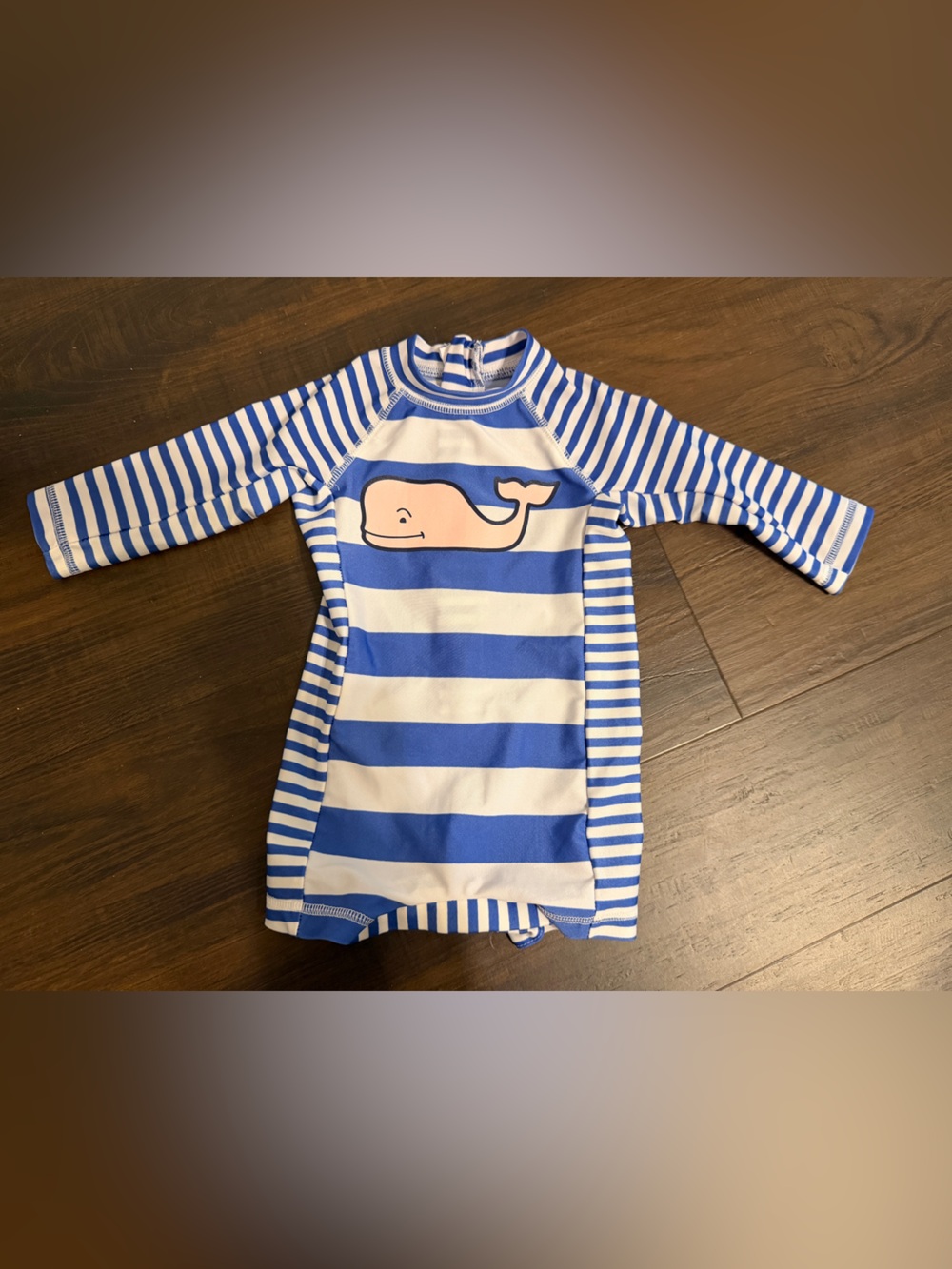 Vineyard Vines x Target Baby Whale Striped Rash Guard Swimsuit 3-6M Blue White